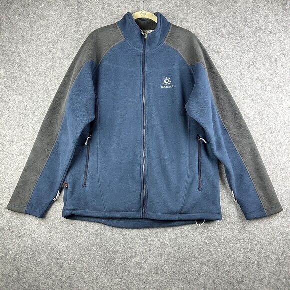 Kailas Fleece Jacket Mens XL Blue Gray Color Block Full Zip Pockets Hiking Gorp - Picture 1 of 16